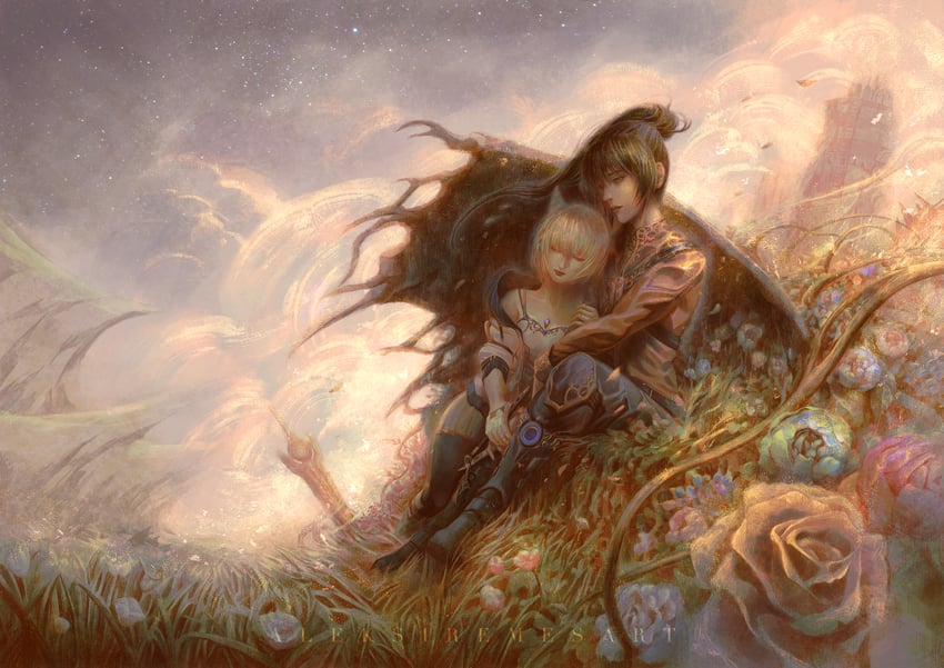 mio and noah (xenoblade chronicles and 1 more) drawn by aleksi_remes