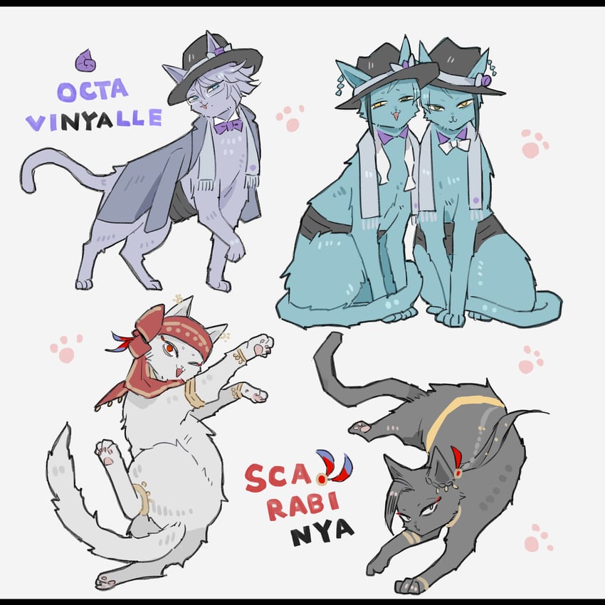 floyd leech, jade leech, azul ashengrotto, jamil viper, and kalim al-asim (twisted wonderland) drawn by awara_kayu