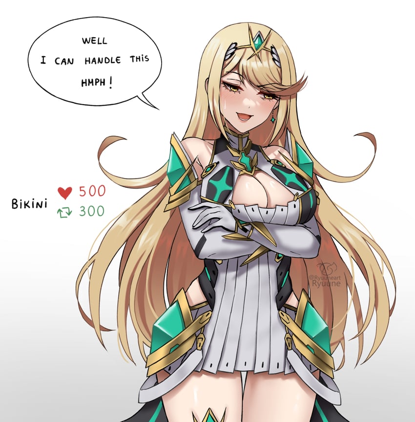 mythra (xenoblade chronicles and 1 more) drawn by ryuuneart