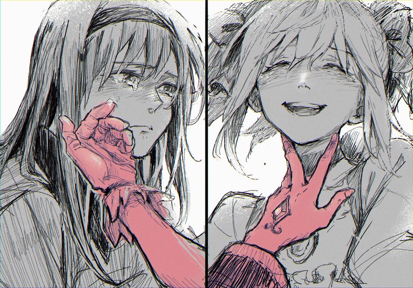 akemi homura and kaname madoka (mahou shoujo madoka magica) drawn by koyomania