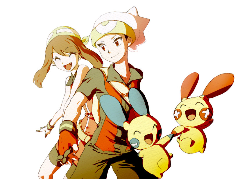 may, brendan, minun, and plusle (pokemon and 1 more) drawn by champi