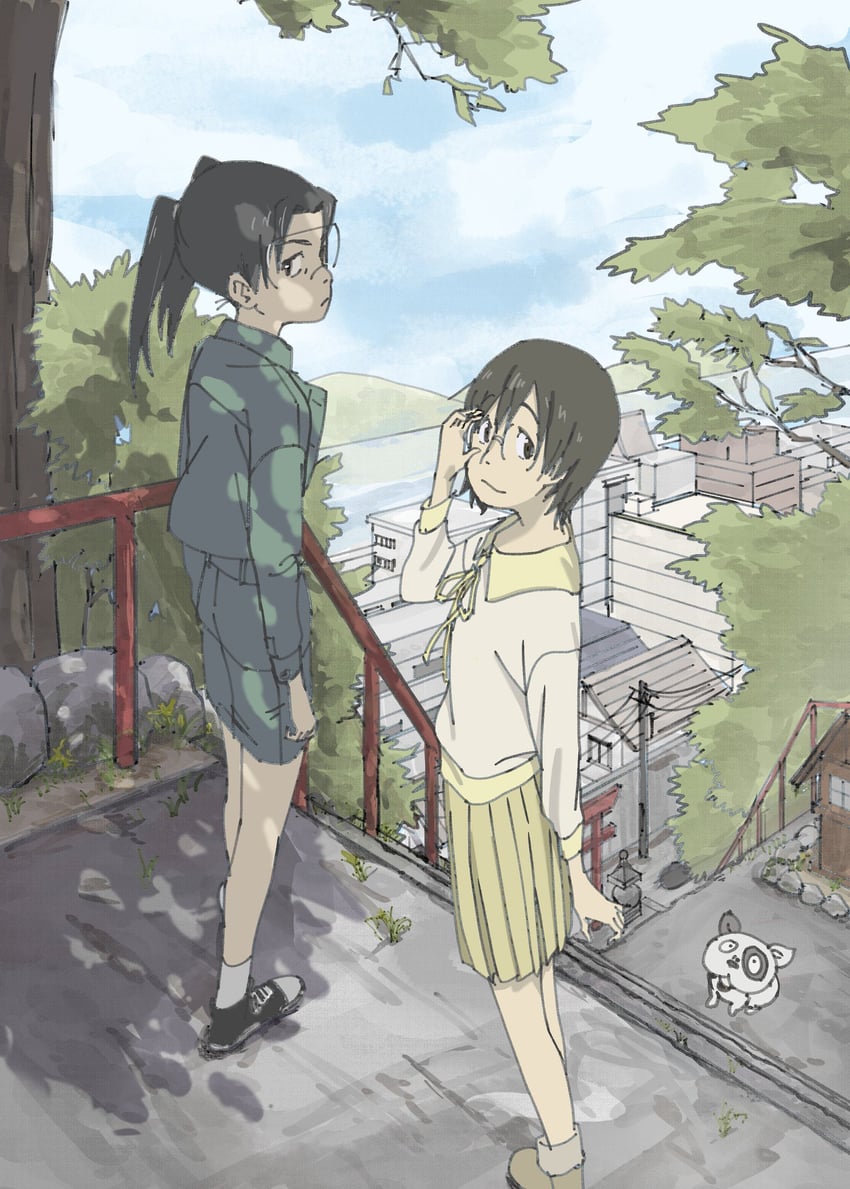 amasawa yuuko, okonogi yuuko, and densuke (dennou coil) drawn by asuparagasu_god