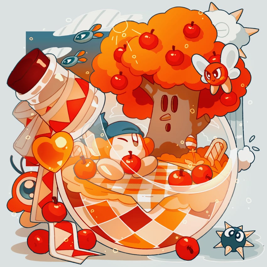 bandana waddle dee, waddle doo, whispy woods, bronto burt, kracko, and 2 more (kirby) drawn by glef_life