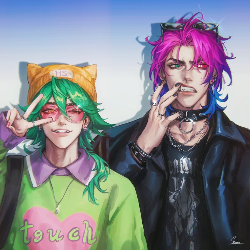 ezreal, kayn, heartsteel kayn, and heartsteel ezreal (league of legends) drawn by staryoruu