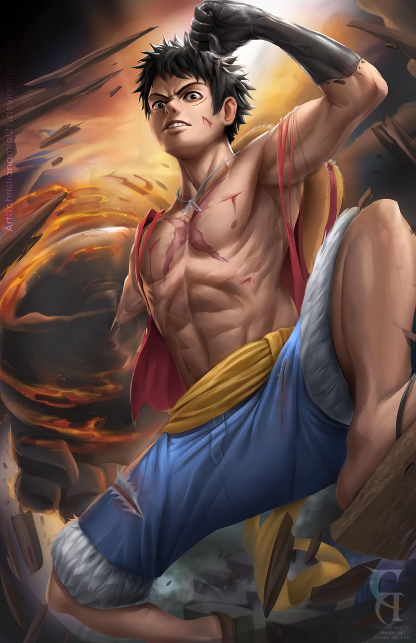 monkey d. luffy (one piece) drawn by christianamiel21