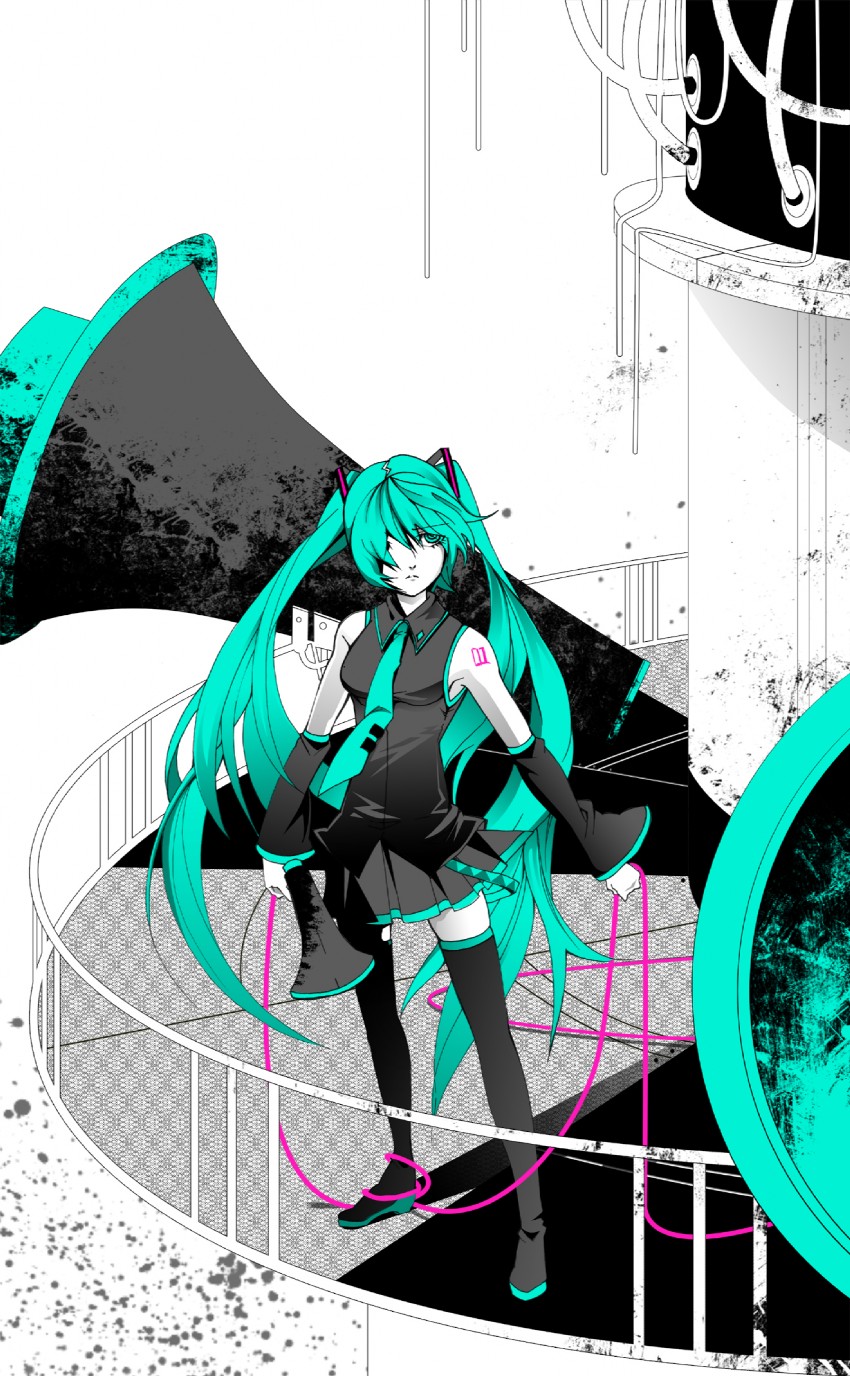 hatsune miku (vocaloid and 1 more) drawn by bridget00747