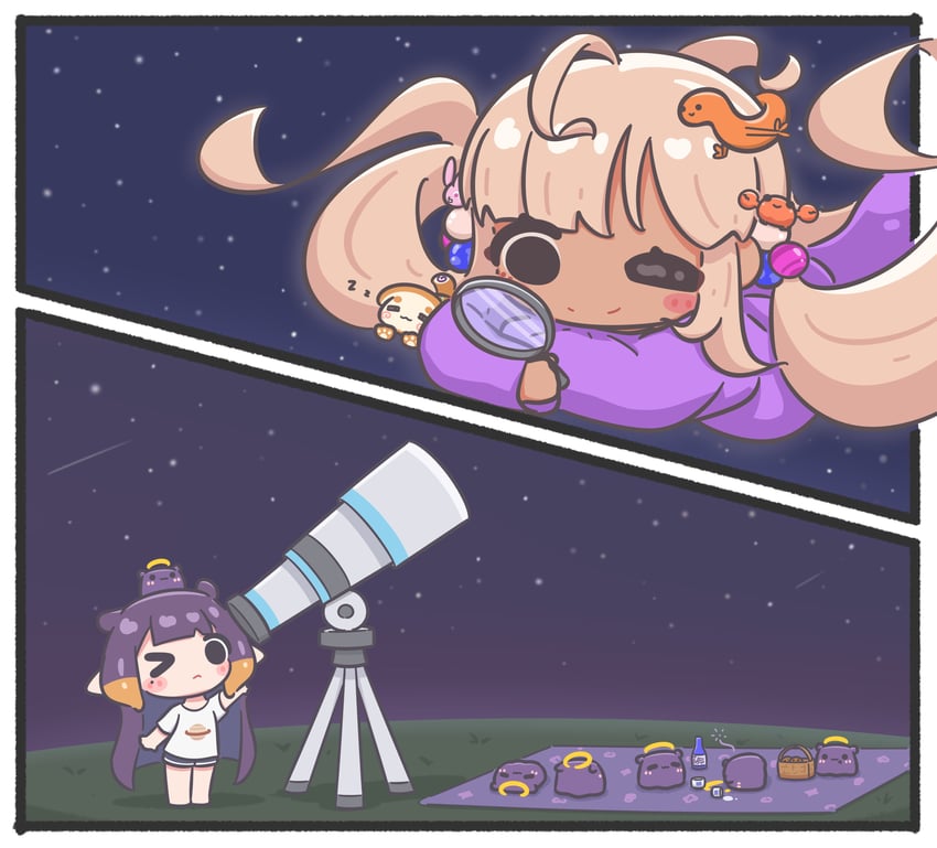 ninomae ina'nis, takodachi, tsukumo sana, yatagarasu, kaniko, and 2 more (hololive and 1 more) drawn by mpien