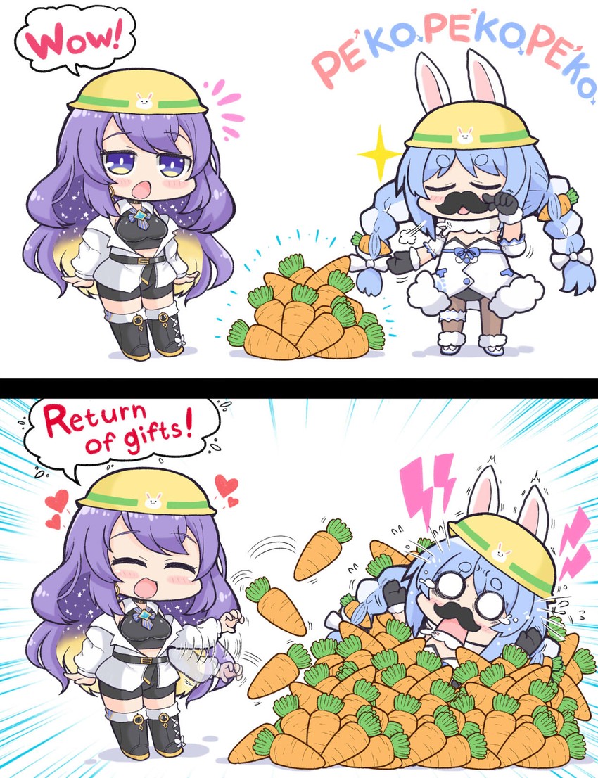 usada pekora and moona hoshinova (hololive and 1 more) drawn by matarou_(matarou072)