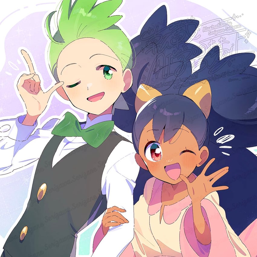 iris and cilan (pokemon and 1 more) drawn by serizawa_serizane
