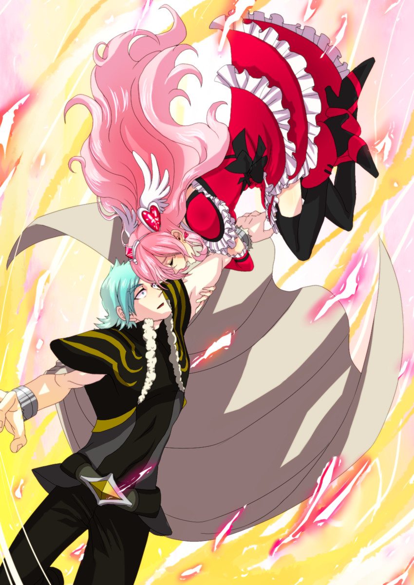 higashi setsuna, cure passion, and wester (precure and 1 more) drawn by 3737-3737