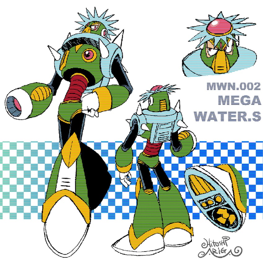 mega water s (mega man and 2 more) drawn by ariga_hitoshi