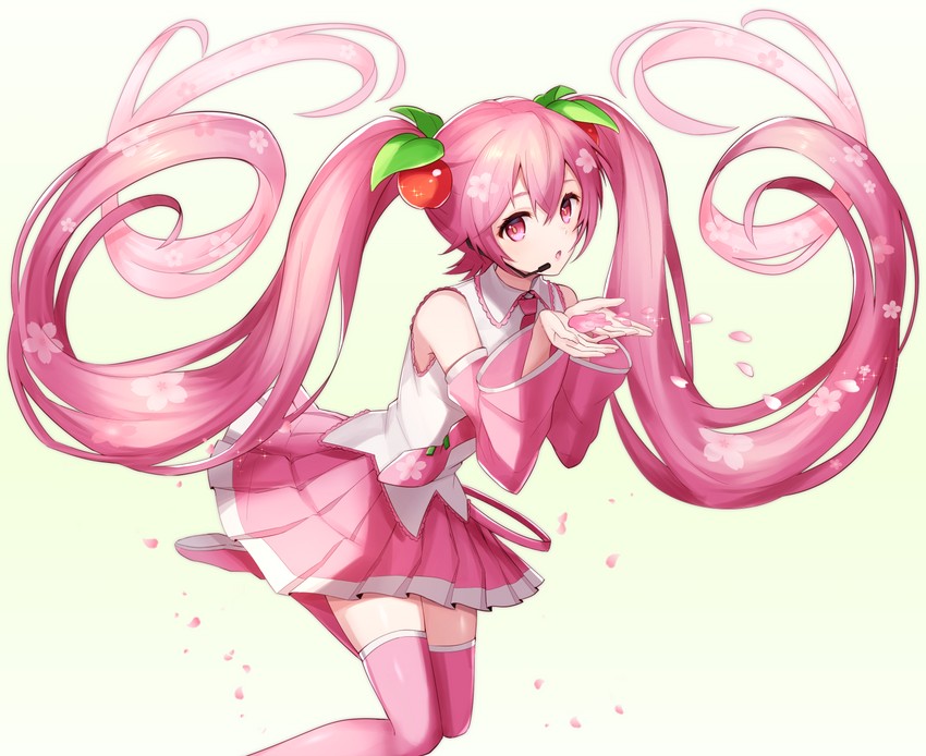 hatsune miku and sakura miku (vocaloid) drawn by enami_aya