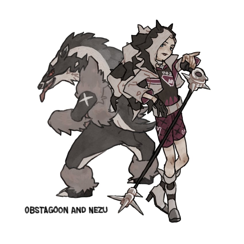 piers and obstagoon (pokemon and 1 more) drawn by ichi_kawa_ichi