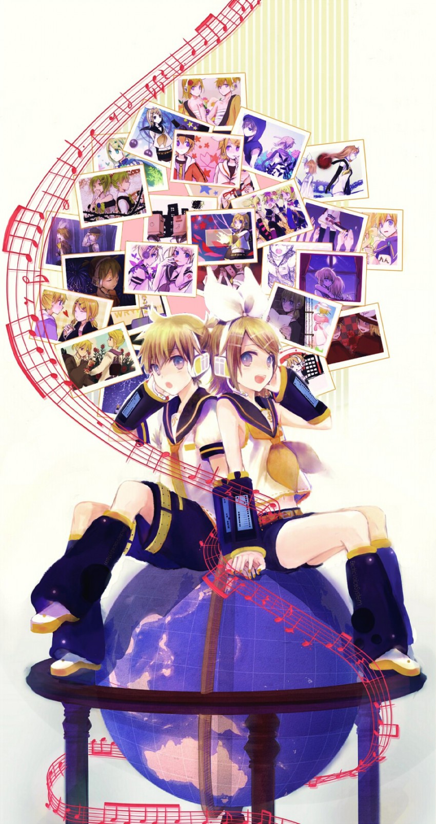 kagamine rin and kagamine len (vocaloid and 27 more) drawn by usui_(tripcube)