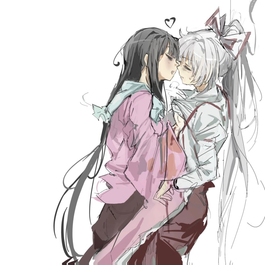 fujiwara no mokou and houraisan kaguya (touhou) drawn by sesmkun