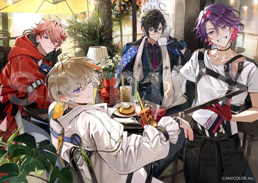 watarai hibari, fura kanato, shikinagi akira, and seraph dazzlegarden (nijisanji) drawn by keki_chogyegi