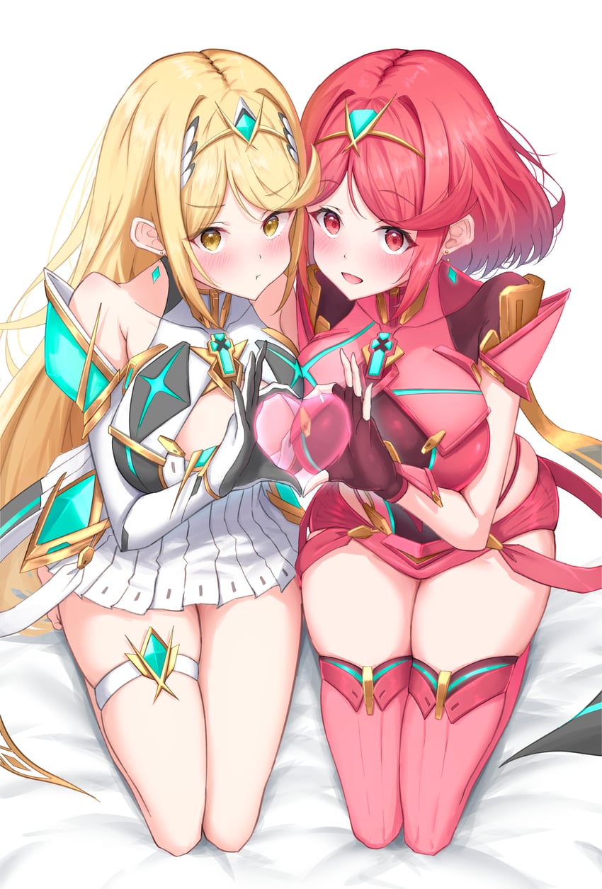 pyra and mythra (xenoblade chronicles and 1 more) drawn by okazu2010015