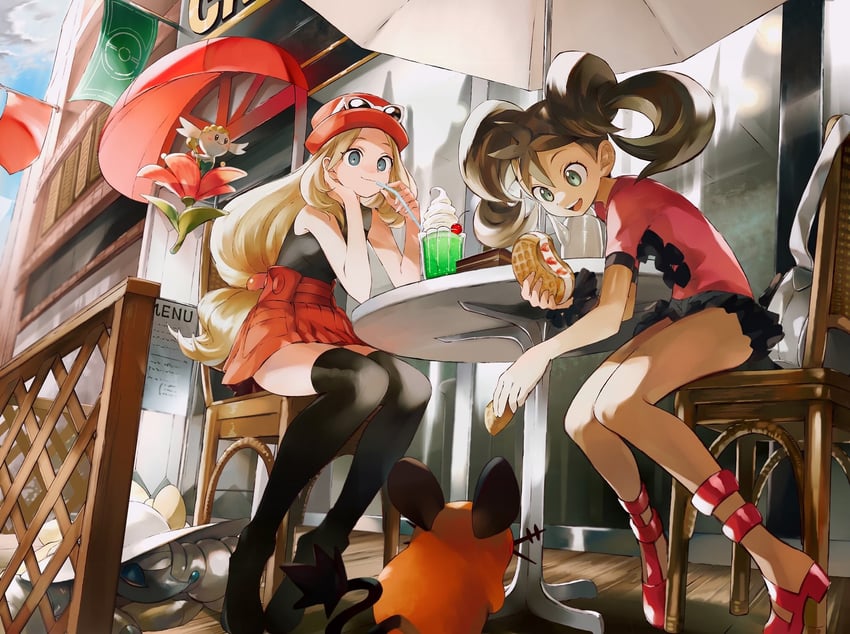 serena and shauna (pokemon and 1 more) drawn by orange_mikan
