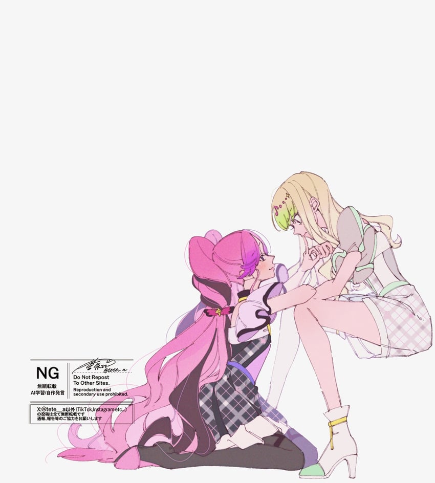 cure zukyuun, cure kiss, purirun, and meroron (precure and 1 more) drawn by aoi_tete