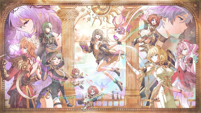 trailblazer, stelle, castorice, phainon, mydei, and 8 more (honkai and 1 more) drawn by mising_0033