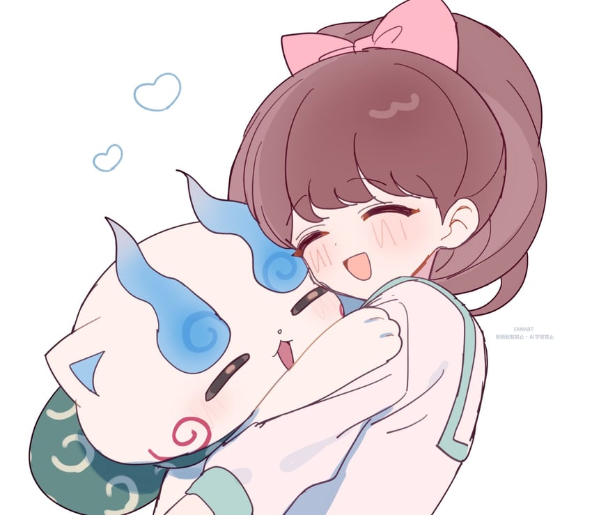 komasan and kodama fumika (youkai watch) drawn by kabi_10_18