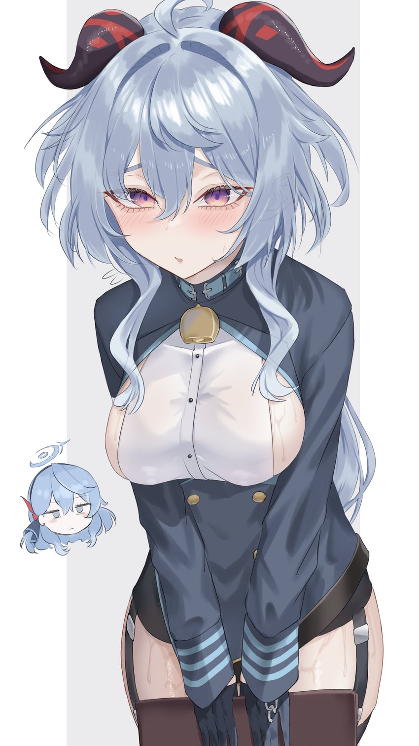 ganyu and ako (blue archive and 1 more) drawn by suisuisuko