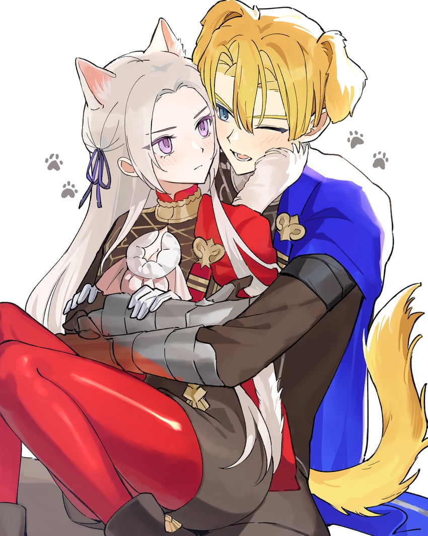 edelgard von hresvelg and dimitri alexandre blaiddyd (fire emblem and 1 more) drawn by ikaikakka