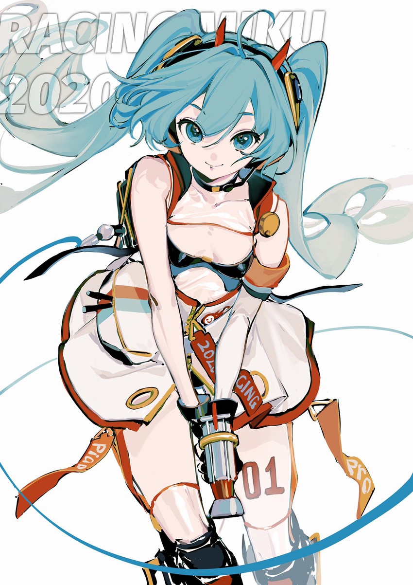 hatsune miku and racing miku (vocaloid and 1 more) drawn by rumoon