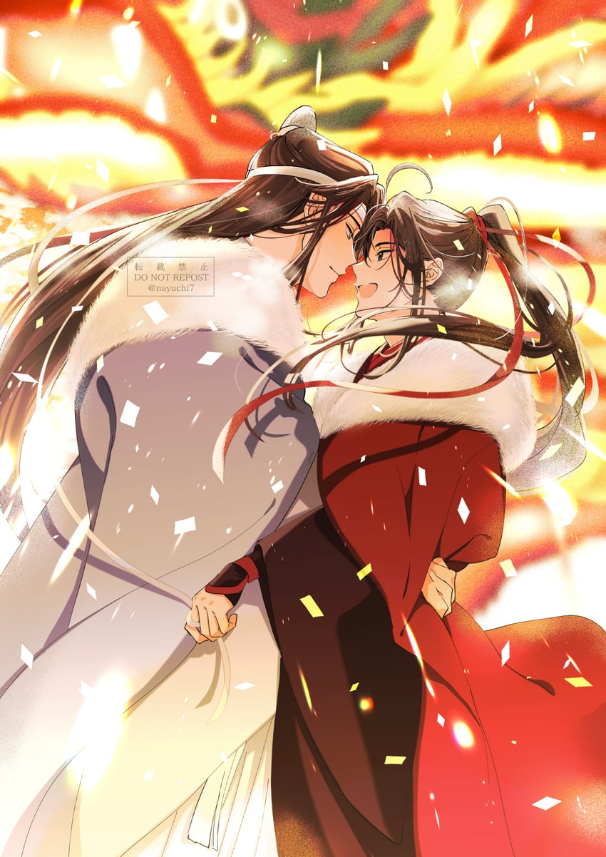 wei wuxian and lan wangji (modao zushi) drawn by natttume