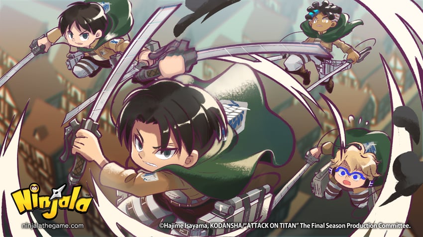 eren yeager, levi, ron, and burton (shingeki no kyojin and 2 more) drawn by rianti-wong