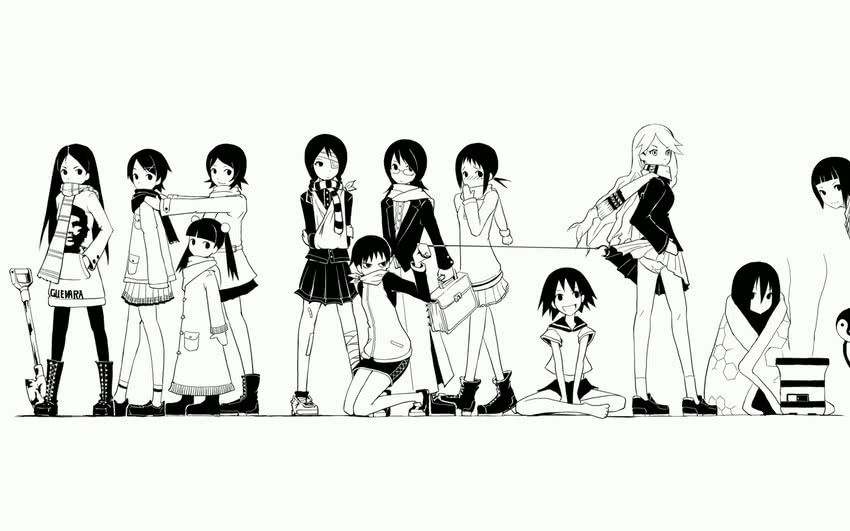 fuura kafuka, komori kiri, kitsu chiri, kobushi abiru, tsunetsuki matoi, and 8 more (sayonara zetsubou sensei)