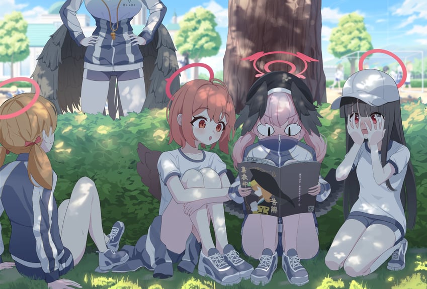 mari, koharu, hasumi, and justice task force member (blue archive) drawn by garados_(limmjiiiminnn99)