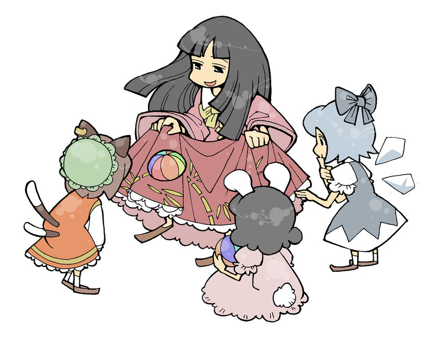 cirno, chen, houraisan kaguya, and inaba tewi (touhou) drawn by hounori