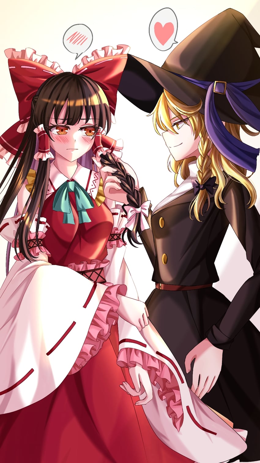 hakurei reimu and kirisame marisa (touhou) drawn by mito_(fate)