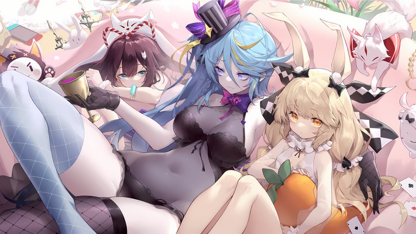 shion, mad hatter, and maggie (honkai and 1 more) drawn by shanyao_jiang_tororo