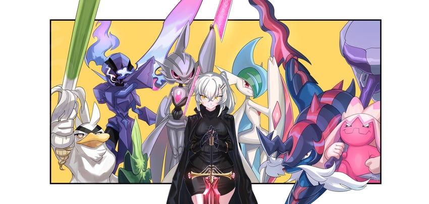 gallade, sirfetch'd, tinkaton, ceruledge, mega gallade, and 2 more (original and 1 more) drawn by gpaper232