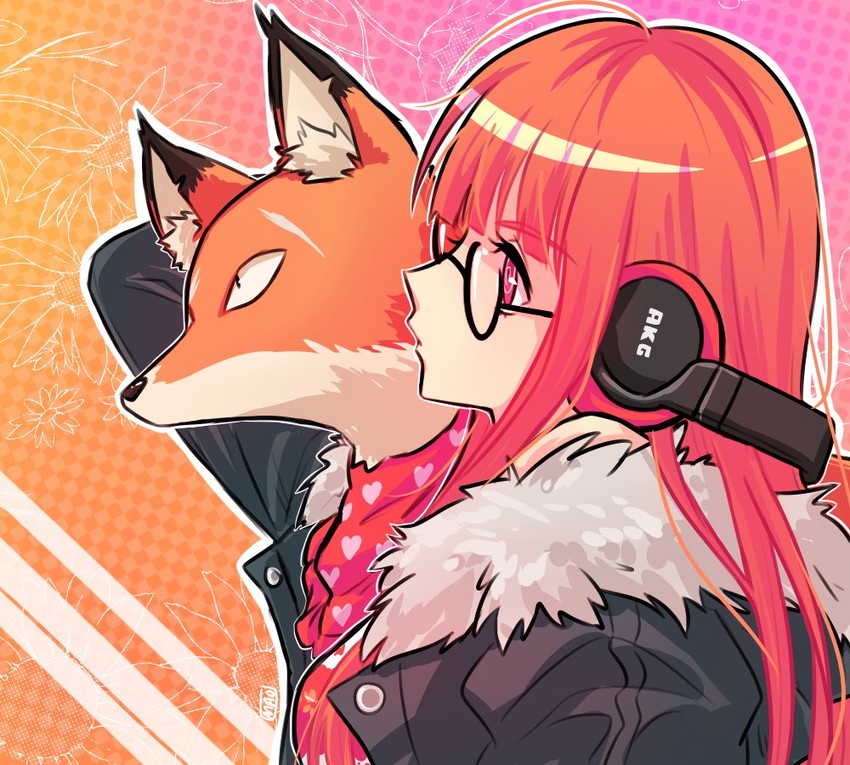 sakura futaba and kitsune (persona and 2 more) drawn by mao_(expuella)