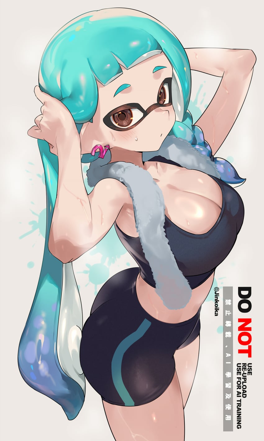inkling player character and inkling girl (splatoon) drawn by jinkoika