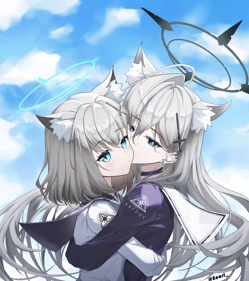 shiroko and shiroko terror (blue archive) drawn by enori_orz