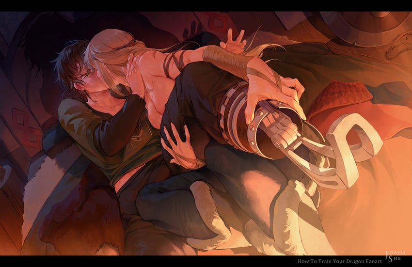 astrid hofferson and hiccup horrendous haddock iii (how to train your dragon and 1 more) drawn by jowell_she