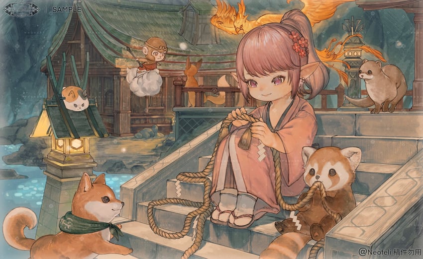 tataru taru and fat cat (final fantasy and 1 more) drawn by neofeli