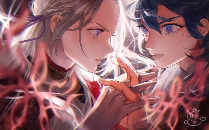 female byleth and edelgard von hresvelg (fire emblem and 1 more) drawn by mayo_(becky2006)