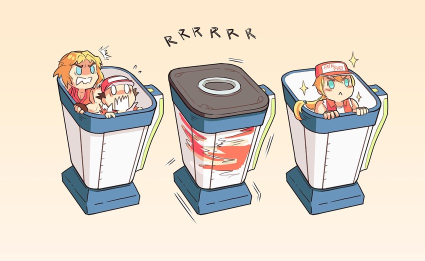 red, ken masters, and terry bogard (pokemon and 4 more) drawn by norue