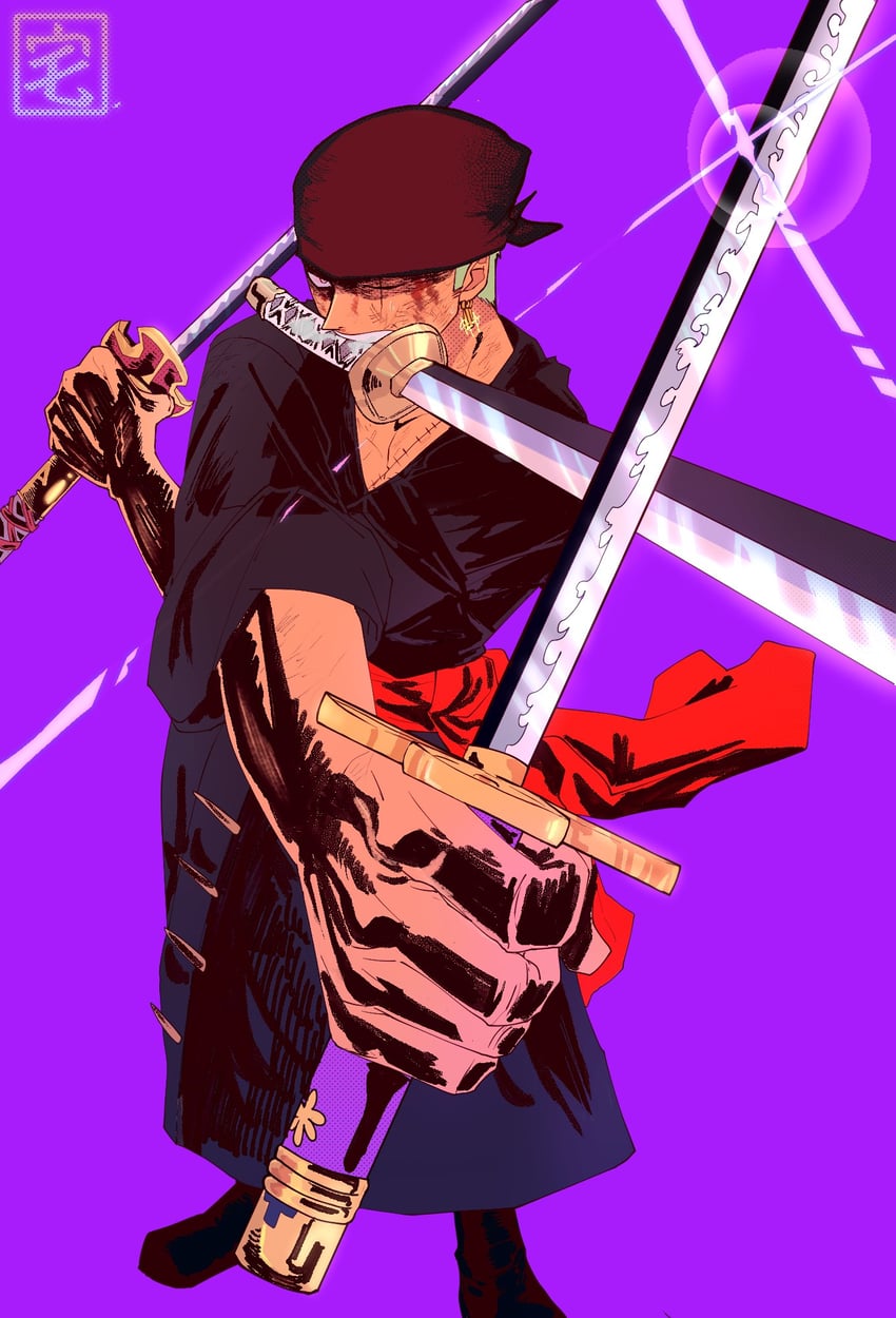 roronoa zoro (one piece) drawn by taku_(aywakutakuay)
