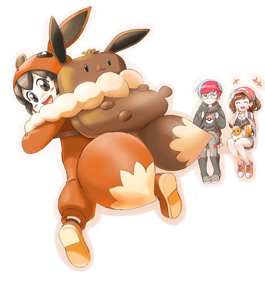 eevee, penny, elaine, and poke kid (pokemon and 3 more) drawn by u4_99384295