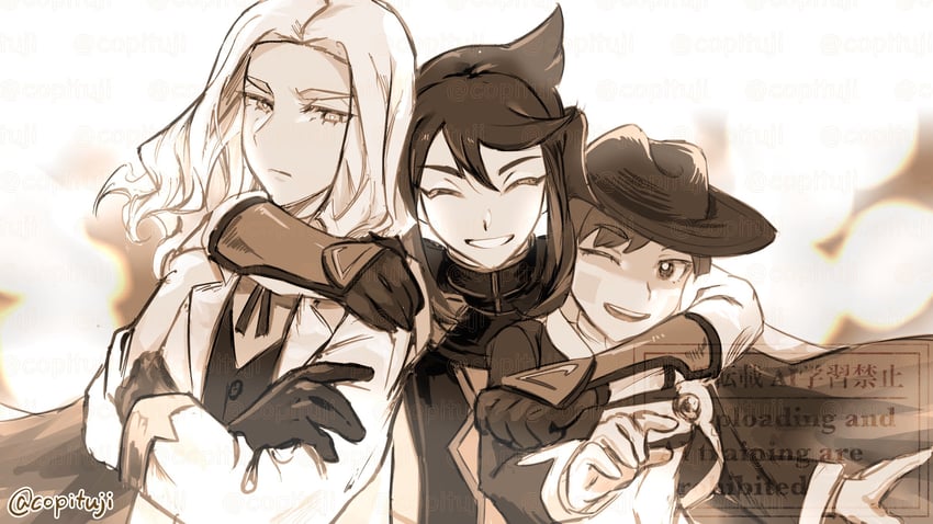 lucius, gibeon, and rystal (pokemon and 1 more) drawn by copituji