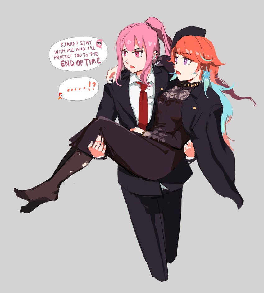 mori calliope, takanashi kiara, and death-sensei (hololive and 1 more) drawn by vincent_wu