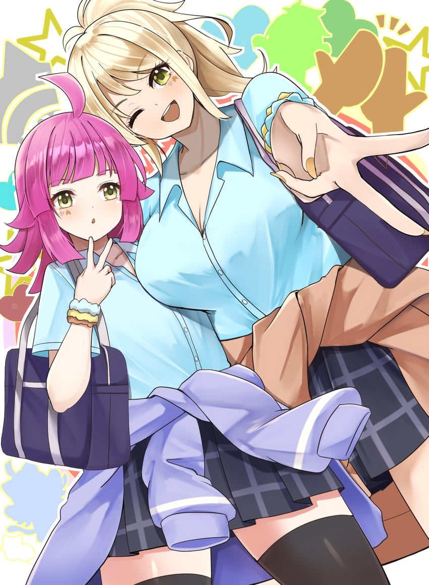 tennoji rina and miyashita ai (love live! and 1 more) drawn by orein