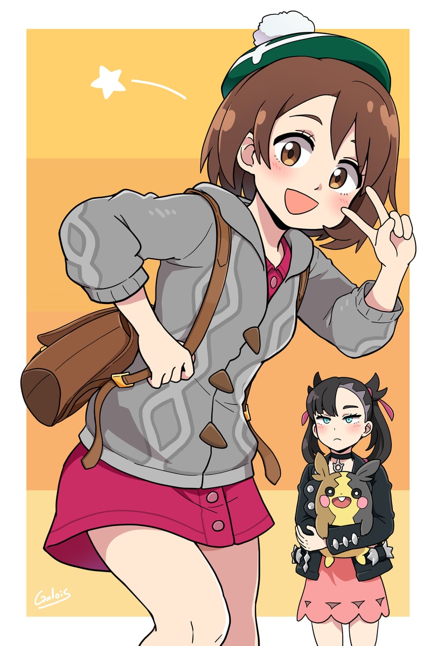 marnie, gloria, and morpeko (pokemon and 1 more) drawn by galois