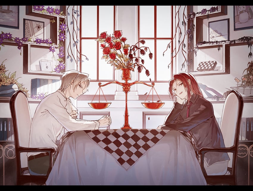 miles edgeworth and simeon saint (ace attorney and 2 more) drawn by hitsuki0925